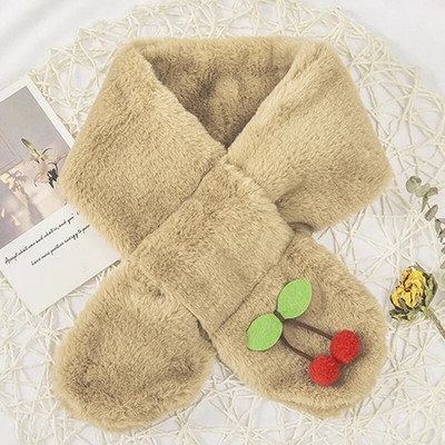 Cartoon Cherry Plush Beebi Sallid Sügis Talv Soe Karvane Imiku Sall Väikelapsele Pehme Paks Kunstkarusnahast Vastsündinud Tüdrukule Kaelarätik