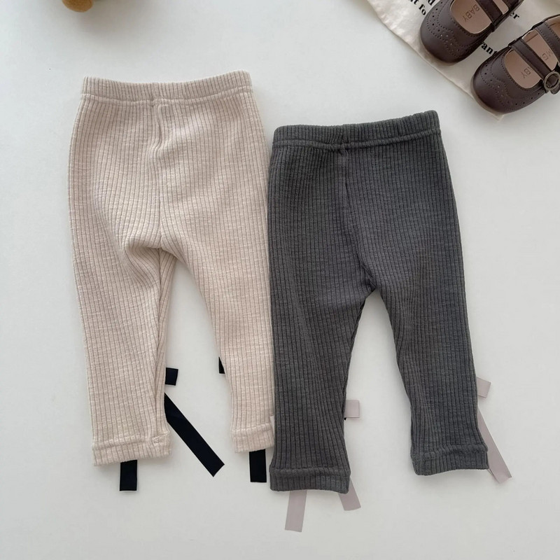 Sügisene väikelapse vibukangas triibulised retuusid Tüdruk Beebi Sobivad soonikud vabaaja püksid Poiss Baby Solid lihtsad puuvillased mood püksid