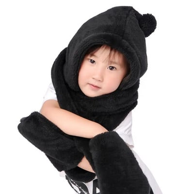 Talvine tuulekindel õue plüüsist salli mütsi kindakomplektid kolmeosaline komplekt soe müts salli müts kindakomplektid rõivad tarvikud