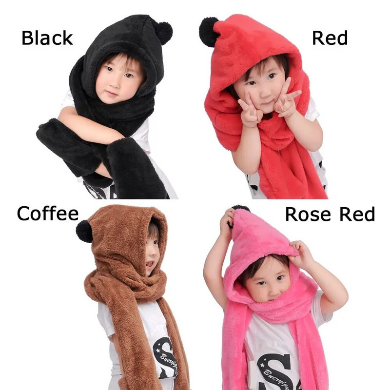 Talvine tuulekindel õue plüüsist salli mütsi kindakomplektid kolmeosaline komplekt soe müts salli müts kindakomplektid rõivad tarvikud