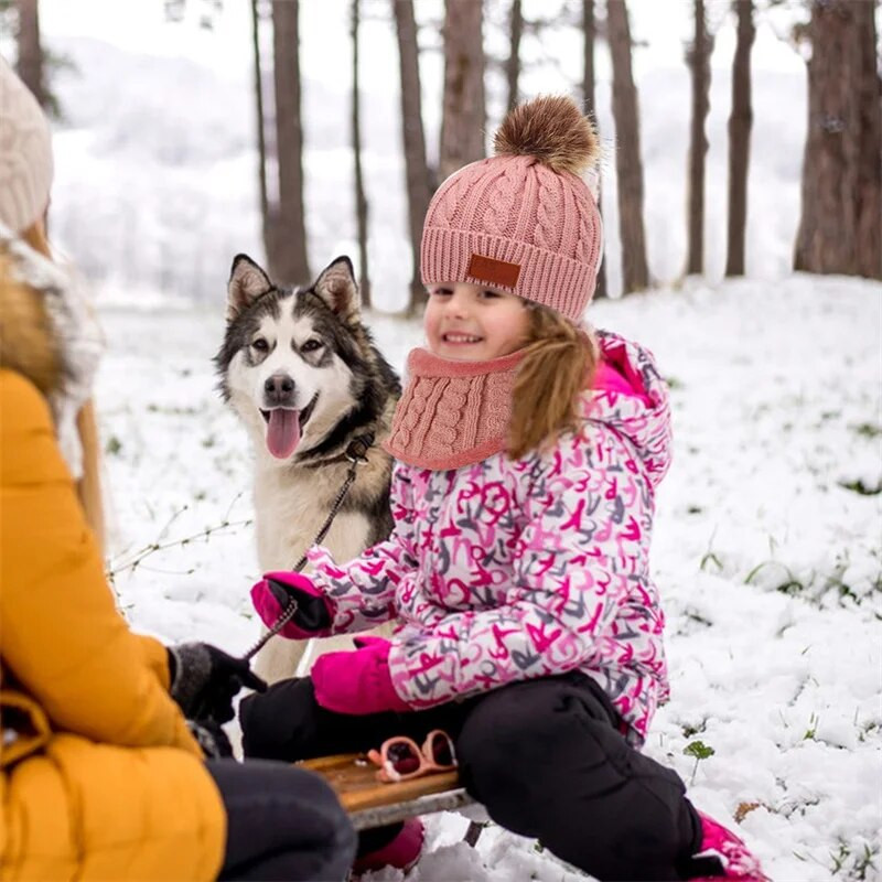 Wwcute 3 Pieces Σετ χειμωνιάτικο ζεστό κασκόλ για νήπια για παιδιά 1-6 ετών Χαριτωμένα πλεκτά παιδικά γάντια Beanie χειμωνιάτικα ρούχα
