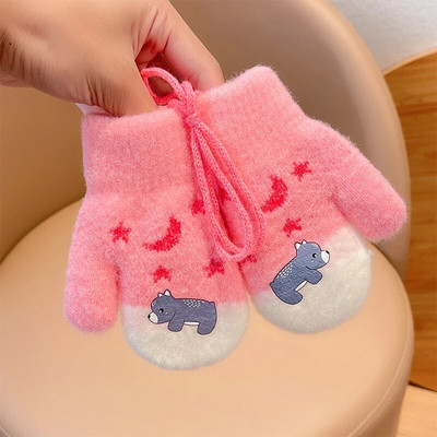 2022 noi fetițe, culori drăguțe, fundă de desene animate, mănuși calde îngroșate, pentru copii, în aer liber, moale, rezistente la vânt, mănuși pentru copii