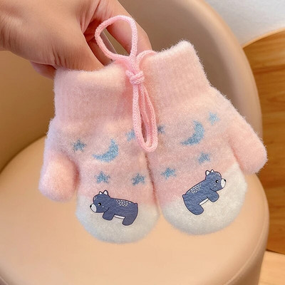 2022 noi fetițe, culori drăguțe, fundă de desene animate, mănuși calde îngroșate, pentru copii, în aer liber, moale, rezistente la vânt, mănuși pentru copii