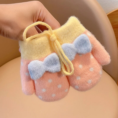 2022 noi fetițe, culori drăguțe, fundă de desene animate, mănuși calde îngroșate, pentru copii, în aer liber, moale, rezistente la vânt, mănuși pentru copii