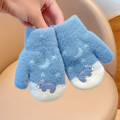 2022 noi fetițe, culori drăguțe, fundă de desene animate, mănuși calde îngroșate, pentru copii, în aer liber, moale, rezistente la vânt, mănuși pentru copii
