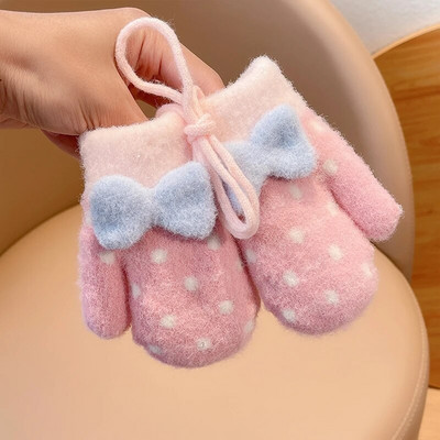 2022 noi fetițe, culori drăguțe, fundă de desene animate, mănuși calde îngroșate, pentru copii, în aer liber, moale, rezistente la vânt, mănuși pentru copii