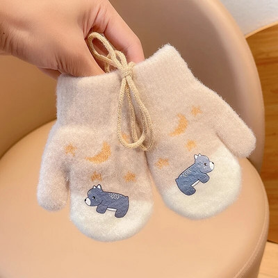 2022 noi fetițe, culori drăguțe, fundă de desene animate, mănuși calde îngroșate, pentru copii, în aer liber, moale, rezistente la vânt, mănuși pentru copii