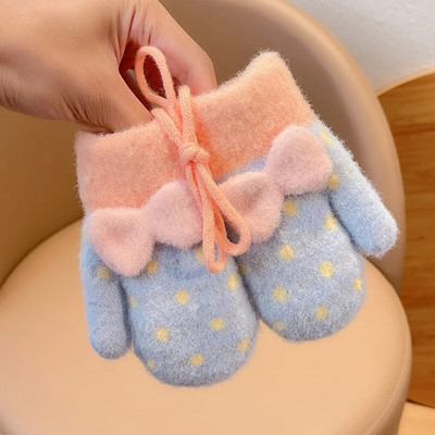 2022 noi fetițe, culori drăguțe, fundă de desene animate, mănuși calde îngroșate, pentru copii, în aer liber, moale, rezistente la vânt, mănuși pentru copii