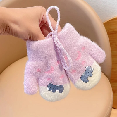 2022 noi fetițe, culori drăguțe, fundă de desene animate, mănuși calde îngroșate, pentru copii, în aer liber, moale, rezistente la vânt, mănuși pentru copii