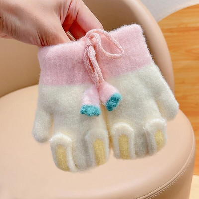 2022 noi fetițe, culori drăguțe, fundă de desene animate, mănuși calde îngroșate, pentru copii, în aer liber, moale, rezistente la vânt, mănuși pentru copii