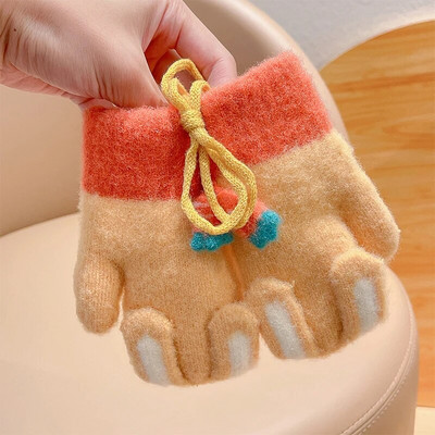 2022 noi fetițe, culori drăguțe, fundă de desene animate, mănuși calde îngroșate, pentru copii, în aer liber, moale, rezistente la vânt, mănuși pentru copii