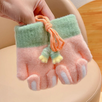 2022 noi fetițe, culori drăguțe, fundă de desene animate, mănuși calde îngroșate, pentru copii, în aer liber, moale, rezistente la vânt, mănuși pentru copii
