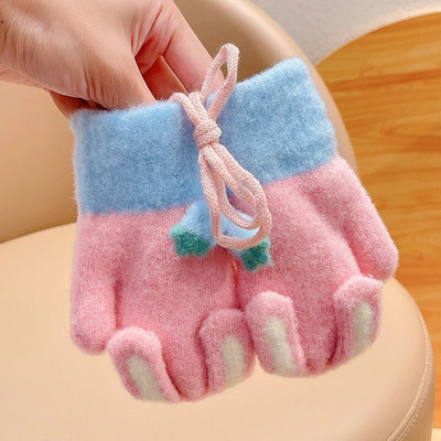2022 noi fetițe, culori drăguțe, fundă de desene animate, mănuși calde îngroșate, pentru copii, în aer liber, moale, rezistente la vânt, mănuși pentru copii