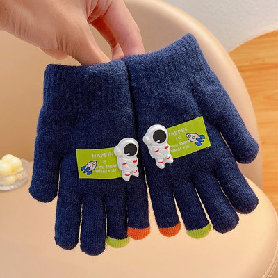 Talv uus talv Lapsed kudumine paksendatud kirjaga plüüs Viis sõrme kindad poisid tüdrukud õues soojad kindad lapsed värvid kindad