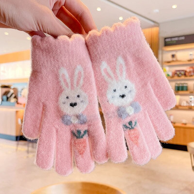 Talv uus talv Lapsed kudumine paksendatud kirjaga plüüs Viis sõrme kindad poisid tüdrukud õues soojad kindad lapsed värvid kindad