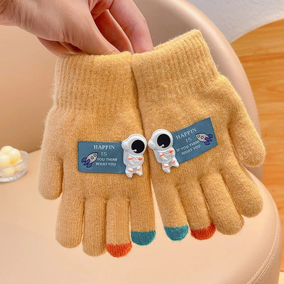 Talv uus talv Lapsed kudumine paksendatud kirjaga plüüs Viis sõrme kindad poisid tüdrukud õues soojad kindad lapsed värvid kindad