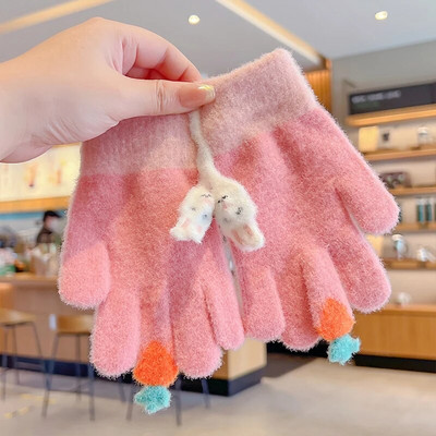 Talv uus talv Lapsed kudumine paksendatud kirjaga plüüs Viis sõrme kindad poisid tüdrukud õues soojad kindad lapsed värvid kindad