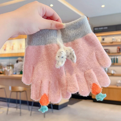 Talv uus talv Lapsed kudumine paksendatud kirjaga plüüs Viis sõrme kindad poisid tüdrukud õues soojad kindad lapsed värvid kindad