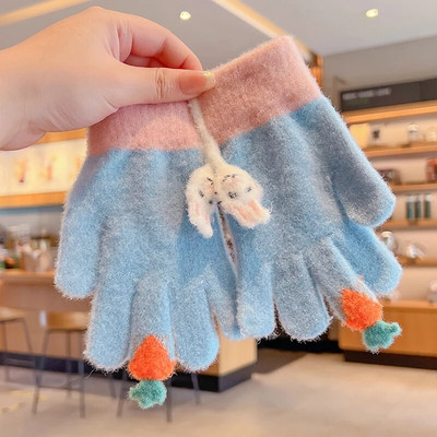 Talv uus talv Lapsed kudumine paksendatud kirjaga plüüs Viis sõrme kindad poisid tüdrukud õues soojad kindad lapsed värvid kindad