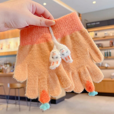 Talv uus talv Lapsed kudumine paksendatud kirjaga plüüs Viis sõrme kindad poisid tüdrukud õues soojad kindad lapsed värvid kindad