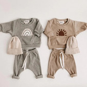 Set haine pentru copii la modă pentru bebeluș, băiețel, model, ocazional, topuri + pantaloni largi pentru copii, 2 buc.