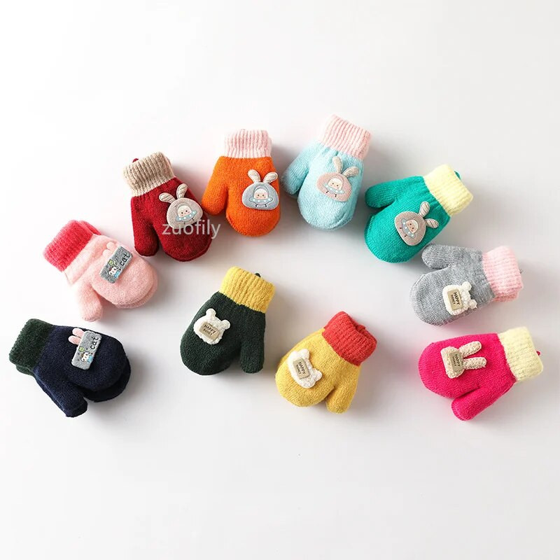 Mănuși pentru bebeluși cu desene animate, iarnă, calde pentru copii, mănuși pentru fetițe, tricotate pentru copii, pentru copii mici, mănuși pentru dentiție, pentru copii, pentru copii.