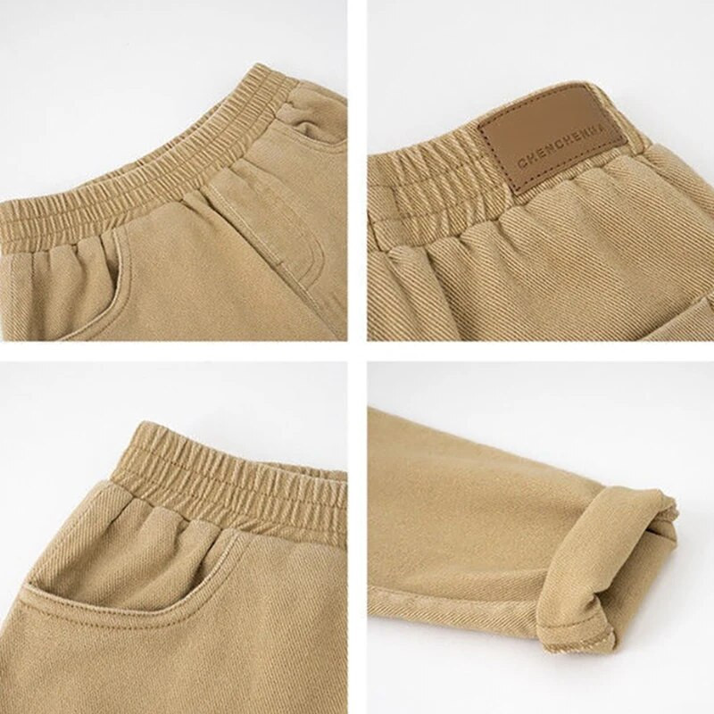 Kevad- ja sügisene poiste vabaajapüksid 2023 Korea uued laste puuvillased kombinesoonid Taskud Püksid Lasteriided