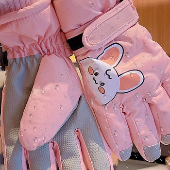 2022 Winter New Kids Χαριτωμένα υπαίθρια αδιάβροχα γάντια σκι για να κρατηθούν ζεστά αγόρια κορίτσια Γλυκά βελούδινα γάντια με πέντε δάχτυλα για παιδιά