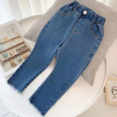 Φθινοπωρινό και ανοιξιάτικο Boy Jeans Παιδικά Ρούχα Βαμβακερά Slim Stretch Παιδικό Παντελόνι Τζιν κορίτσι Παντελόνι 2-7 ετών Μπλε και Γκρι