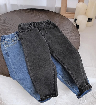 Φθινοπωρινό και ανοιξιάτικο Boy Jeans Παιδικά Ρούχα Βαμβακερά Slim Stretch Παιδικό Παντελόνι Τζιν κορίτσι Παντελόνι 2-7 ετών Μπλε και Γκρι