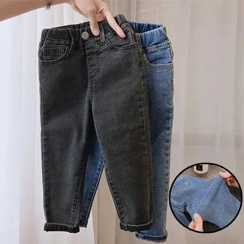 Φθινοπωρινό και ανοιξιάτικο Boy Jeans Παιδικά Ρούχα Βαμβακερά Slim Stretch Παιδικό Παντελόνι Τζιν κορίτσι Παντελόνι 2-7 ετών Μπλε και Γκρι