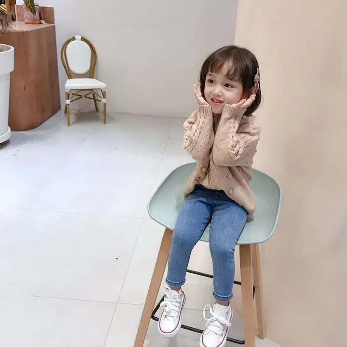 Φθινοπωρινό και ανοιξιάτικο Boy Jeans Παιδικά Ρούχα Βαμβακερά Slim Stretch Παιδικό Παντελόνι Τζιν κορίτσι Παντελόνι 2-7 ετών Μπλε και Γκρι