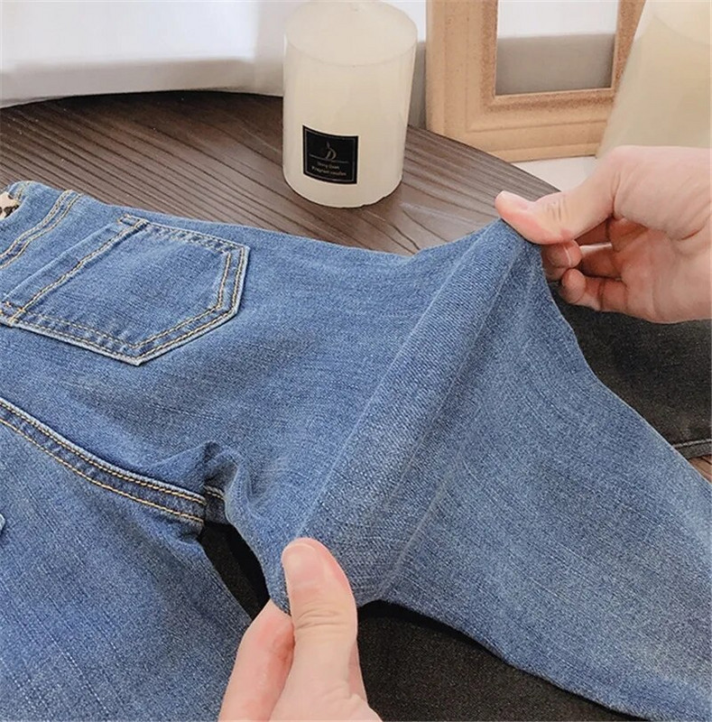 Φθινοπωρινό και ανοιξιάτικο Boy Jeans Παιδικά Ρούχα Βαμβακερά Slim Stretch Παιδικό Παντελόνι Τζιν κορίτσι Παντελόνι 2-7 ετών Μπλε και Γκρι