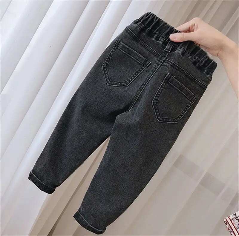 Φθινοπωρινό και ανοιξιάτικο Boy Jeans Παιδικά Ρούχα Βαμβακερά Slim Stretch Παιδικό Παντελόνι Τζιν κορίτσι Παντελόνι 2-7 ετών Μπλε και Γκρι