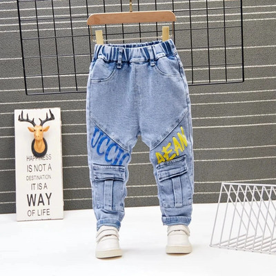 Înălțime 80-130 cm Blugi pentru copii Primăvară și toamnă Stil occidental Agrement 2021 Pantaloni noi de iarnă cu nervuri picior deschis Tendință