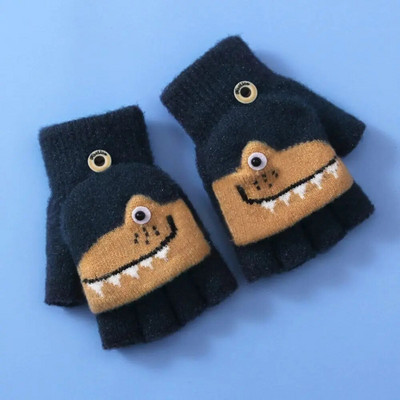 Multifilmid Lastele labakindad Talvine villane kootud klapp poolsõrmega kindad karusnaha paksud soojad kindad poisid tüdrukud plüüsist kindad 5-12 aastaks