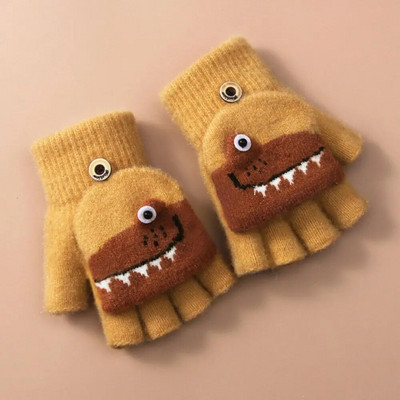 Multifilmid Lastele labakindad Talvine villane kootud klapp poolsõrmega kindad karusnaha paksud soojad kindad poisid tüdrukud plüüsist kindad 5-12 aastaks