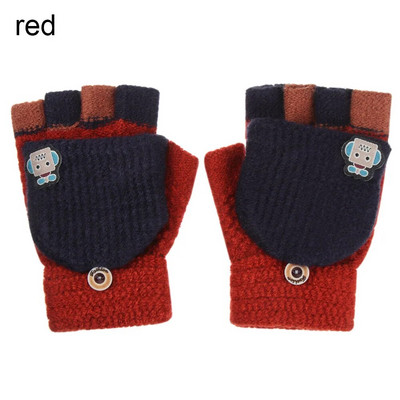 Multifilmid Lastele labakindad Talvine villane kootud klapp poolsõrmega kindad karusnaha paksud soojad kindad poisid tüdrukud plüüsist kindad 5-12 aastaks