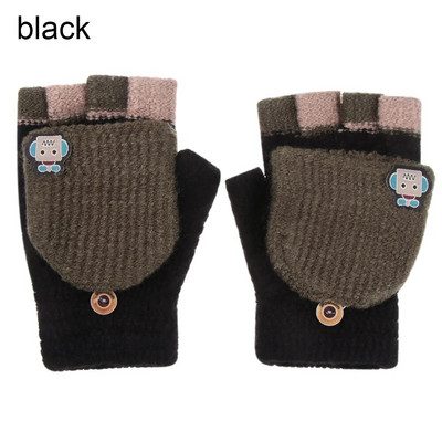 Multifilmid Lastele labakindad Talvine villane kootud klapp poolsõrmega kindad karusnaha paksud soojad kindad poisid tüdrukud plüüsist kindad 5-12 aastaks