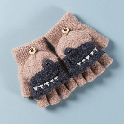 Multifilmid Lastele labakindad Talvine villane kootud klapp poolsõrmega kindad karusnaha paksud soojad kindad poisid tüdrukud plüüsist kindad 5-12 aastaks