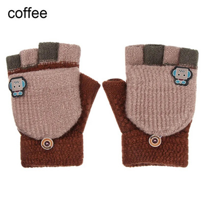 Multifilmid Lastele labakindad Talvine villane kootud klapp poolsõrmega kindad karusnaha paksud soojad kindad poisid tüdrukud plüüsist kindad 5-12 aastaks