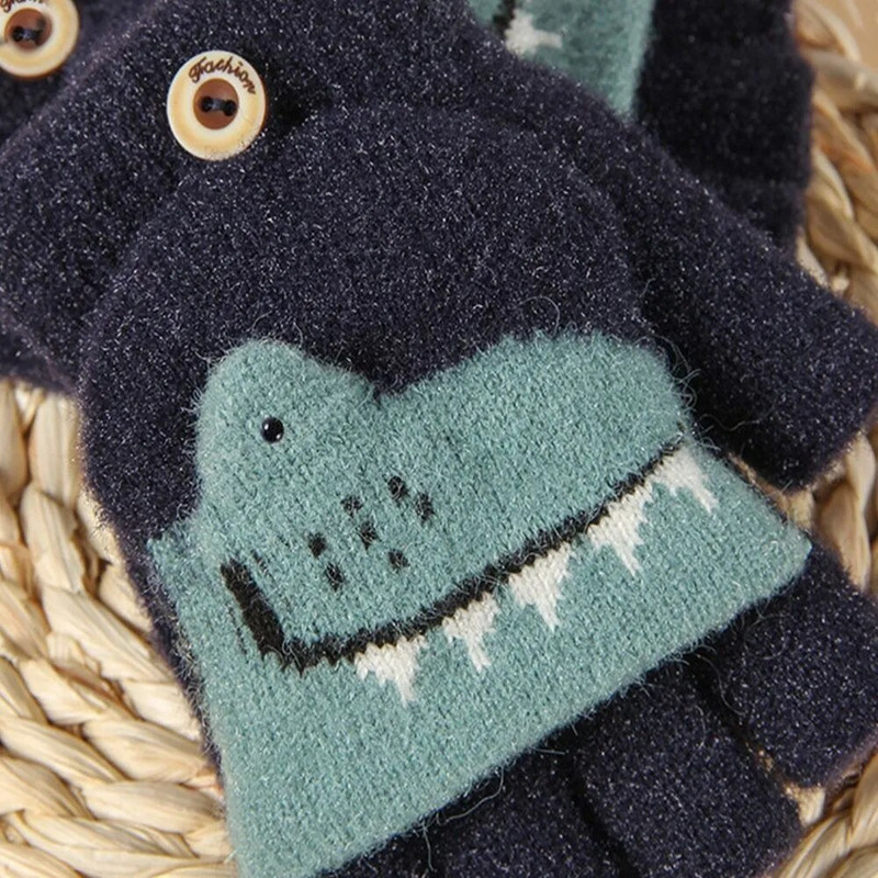 Multifilmid Lastele labakindad Talvine villane kootud klapp poolsõrmega kindad karusnaha paksud soojad kindad poisid tüdrukud plüüsist kindad 5-12 aastaks