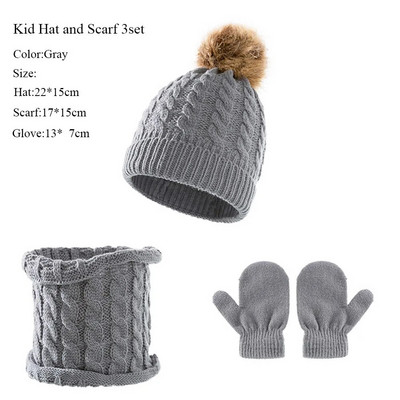 3 σετ μάλλινο ζεστό παιδικό καπέλο κασκόλ γάντια χειμωνιάτικο παιδικό καπέλο σετ παιδικό καπέλο ζεστό σετ κοστούμι Caap γάντια