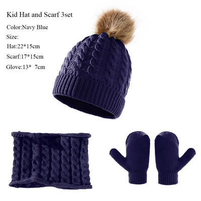 3 σετ μάλλινο ζεστό παιδικό καπέλο κασκόλ γάντια χειμωνιάτικο παιδικό καπέλο σετ παιδικό καπέλο ζεστό σετ κοστούμι Caap γάντια