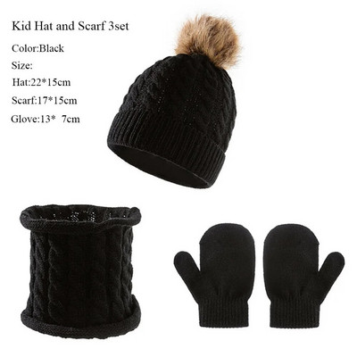 3 σετ μάλλινο ζεστό παιδικό καπέλο κασκόλ γάντια χειμωνιάτικο παιδικό καπέλο σετ παιδικό καπέλο ζεστό σετ κοστούμι Caap γάντια