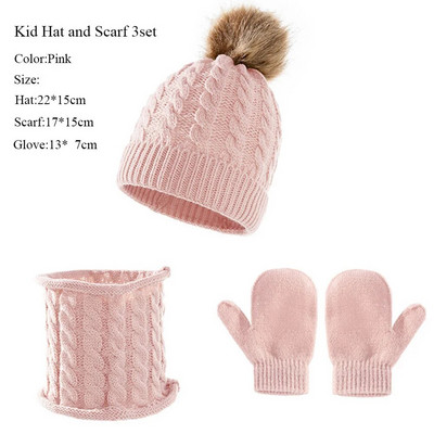 3 σετ μάλλινο ζεστό παιδικό καπέλο κασκόλ γάντια χειμωνιάτικο παιδικό καπέλο σετ παιδικό καπέλο ζεστό σετ κοστούμι Caap γάντια