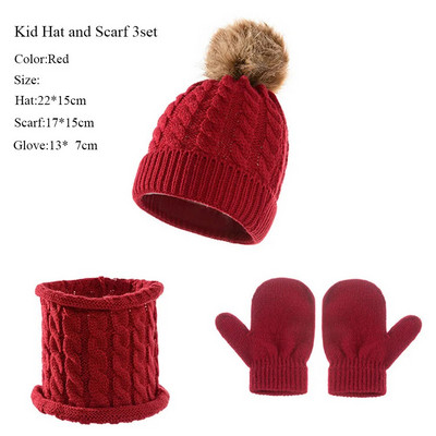 3 σετ μάλλινο ζεστό παιδικό καπέλο κασκόλ γάντια χειμωνιάτικο παιδικό καπέλο σετ παιδικό καπέλο ζεστό σετ κοστούμι Caap γάντια