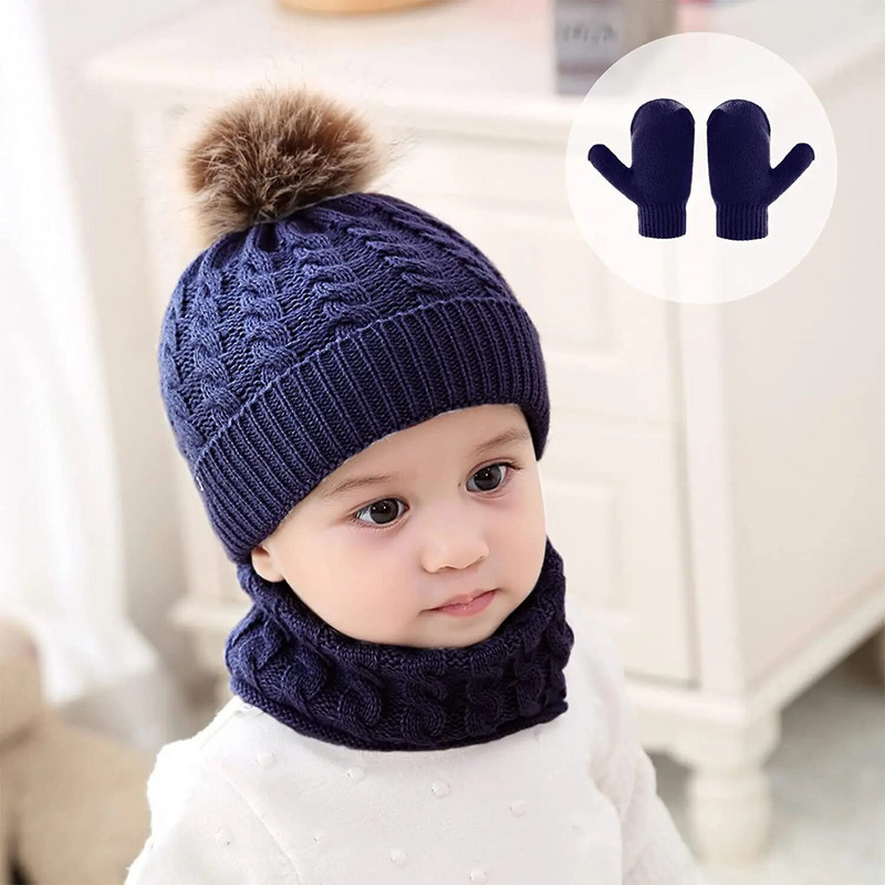 3 σετ μάλλινο ζεστό παιδικό καπέλο κασκόλ γάντια χειμωνιάτικο παιδικό καπέλο σετ παιδικό καπέλο ζεστό σετ κοστούμι Caap γάντια
