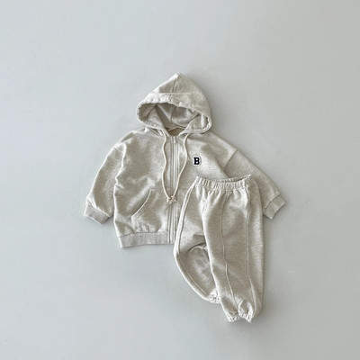 Korea INS Kids Boys Jogger komplekt Beebipoiste treeningjope kapuuts + elastsed dressipükste komplektid Täistõmblukuga kapuutsiga laste spordidress 1-5a uus