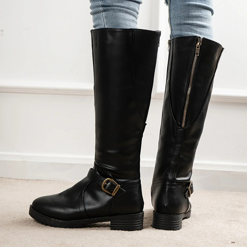 Γυναικείες μπότες ιππασίας μονόχρωμες μπότες ιππασίας ανθεκτικές στη φθορά